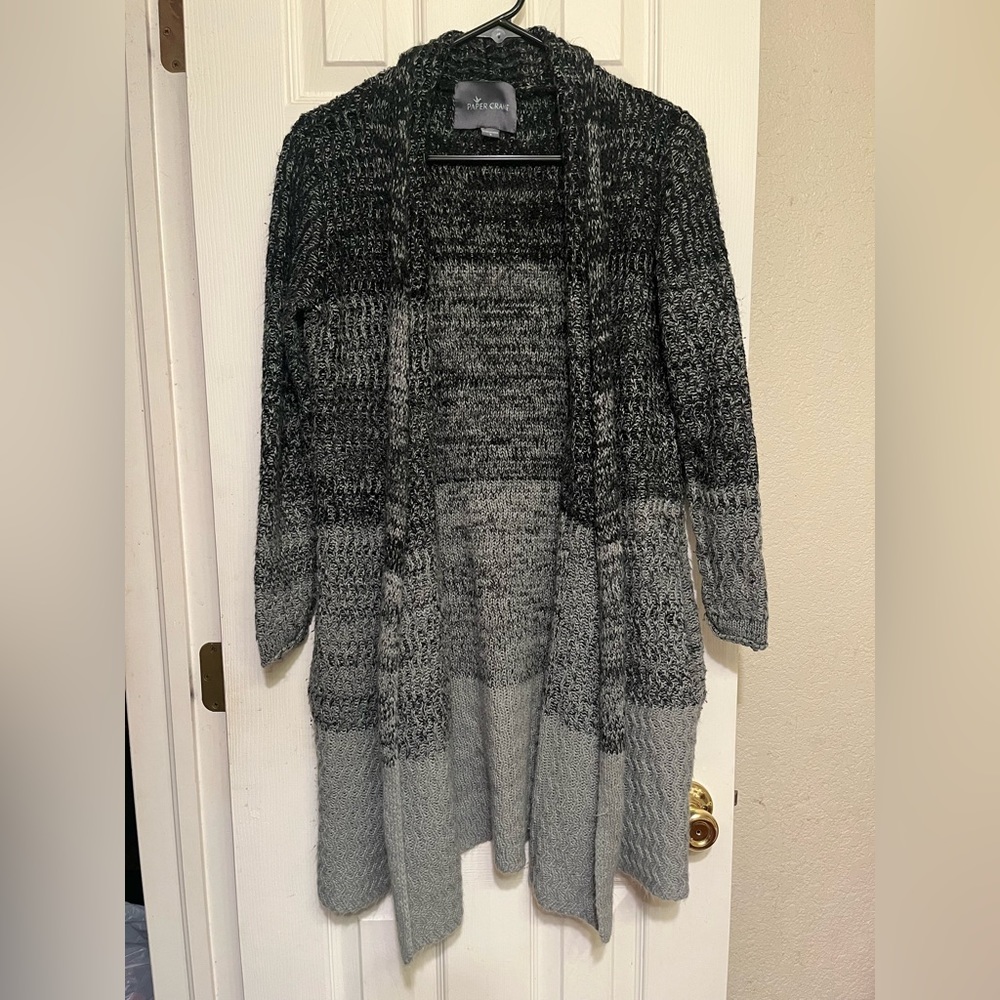 Paper Crane Long Open Front Cardigan Size Small